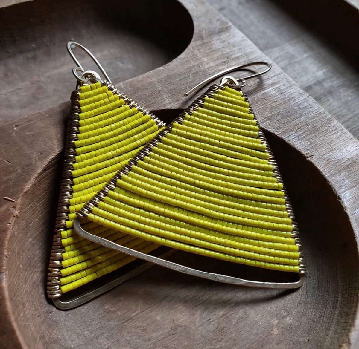 Pyramid Earrings in Yellow