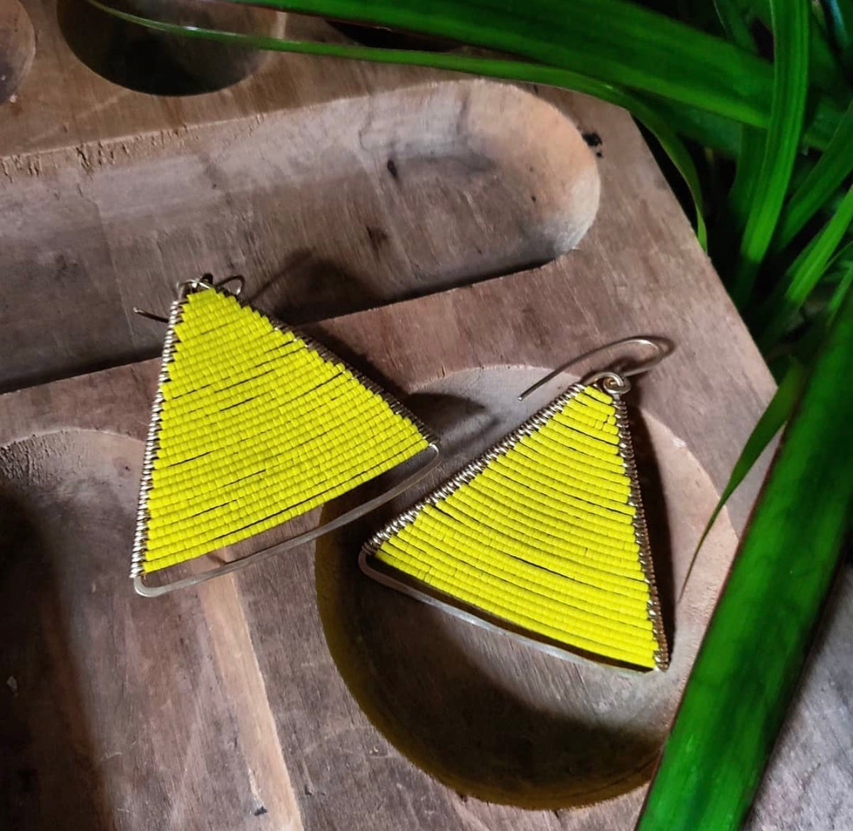 Pyramid Earrings in Yellow